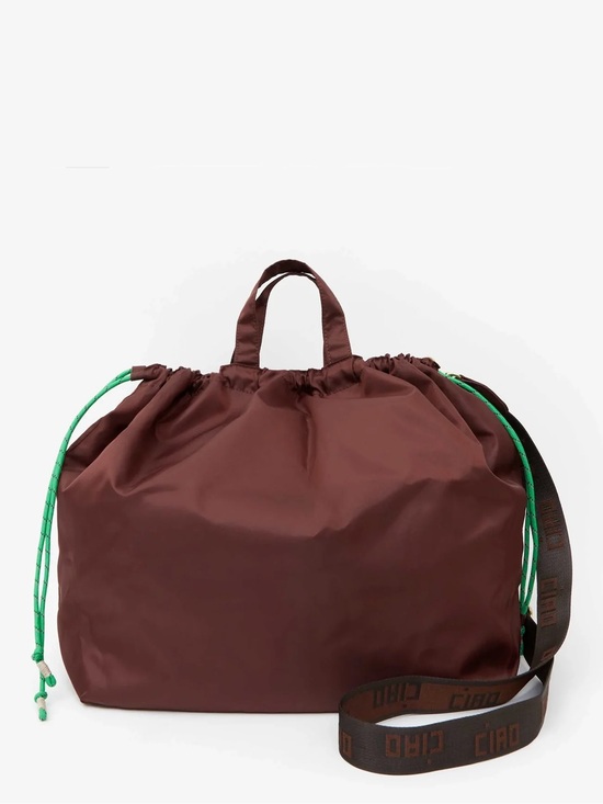 Clare V. Handbags - Clare V Sac Tout in Brown Nylon with Green Accents